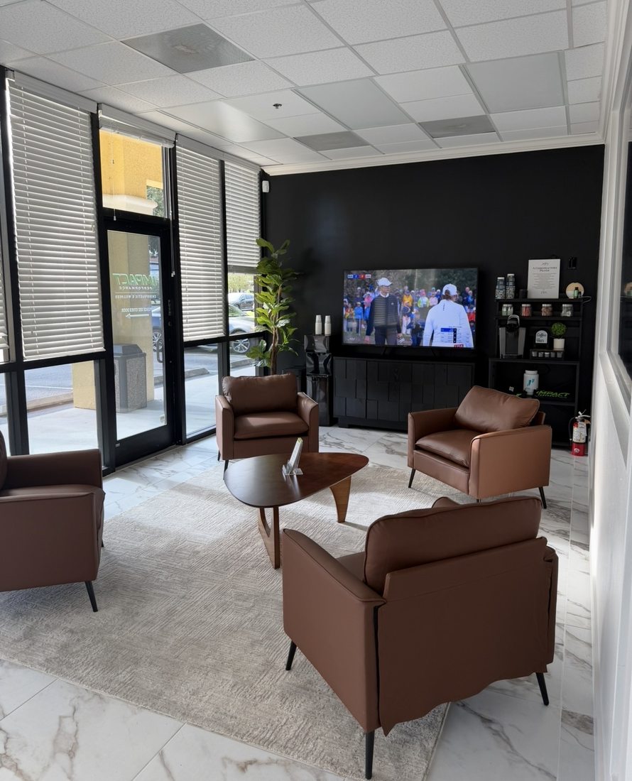Reception and waiting area at Impact Performance